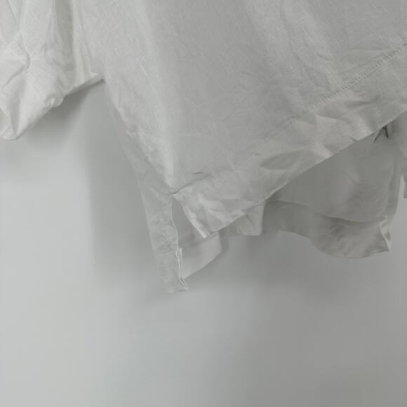 DKNY Pure White Linen Boxy Dolman Sleeve Cropped Hem Blouse Small - Picture 6 of 9